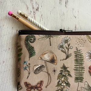 Woodland Pencil Pouch Mushroom and Moth Print Bag - Etsy