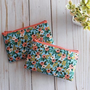 Rifle Paper Co. Floral Zipper Pouch: Blue ID Holder