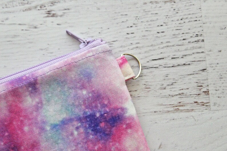 keychain wallet pastel galaxy key pouch cute zip id case galaxy lanyard with wallet