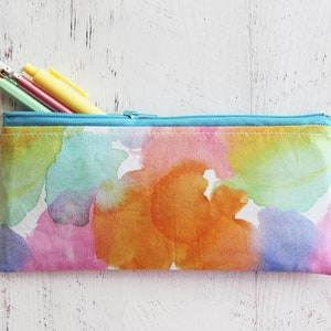 Planner bag - watercolor pen and pencil zipper pouch - colorful mood journal