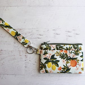 Citrus ID case, gifts for mom, zippered pouch and wrist strap image 2