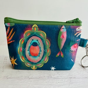 Esoteric teal keyring small zipper pouch ID holder gift ideas under 15 image 3