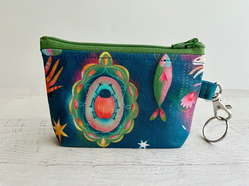 Esoteric teal keyring small zipper pouch ID holder gift ideas under 15 image 3