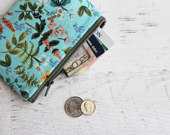 Rifle paper co zippered pouch - wildflower print change purse - mothers day gift