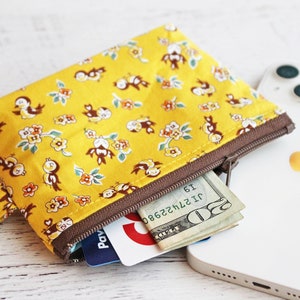 Llavero con estampado de pájaros vintage, pequeña bolsa con cremallera, linda billetera retro para mujer, porta identificación floral, regalos para ella menor de 15 años