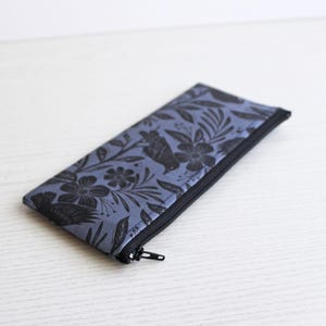 Floral Raven Pen and Pencil Pouch - Handmade Cotton Zipper Bag 画像 4