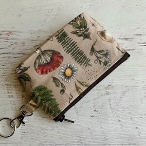 Woodland small zipper pouch keyring ID holder bag snails and plants gifts under 15 image 3