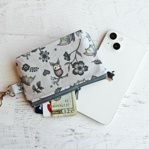 Bats and flowers cute and creepy ID holder zippered pouch with lobster clasp under 15 gifts image 3