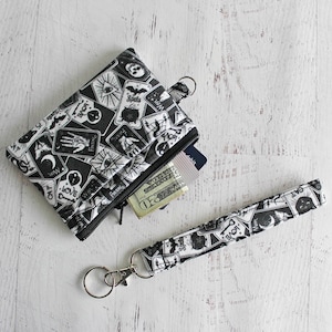 Tarotista para mujer, cartera pequeña negra con llavero y tarjetero, accesorios de brujería.