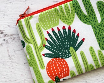 cactus change purse - cactus zipper pouch - cacti coin purse - zip pouch - small zipper pouch - under 10 gift