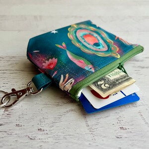 Esoteric teal keyring small zipper pouch ID holder gift ideas under 15 image 6