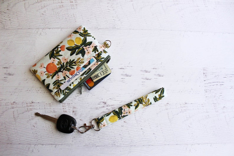 Citrus ID case, gifts for mom, zippered pouch and wrist strap image 1