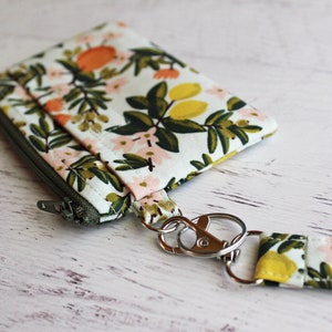 Citrus ID case, gifts for mom, zippered pouch and wrist strap image 4