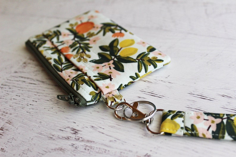 Citrus ID case, gifts for mom, zippered pouch and wrist strap image 4