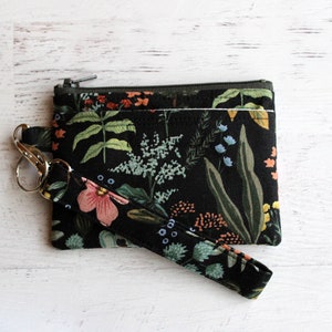 Black ID case gift ideas for her Rifle paper co ID / mini wristlet wallet black floral bag image 3