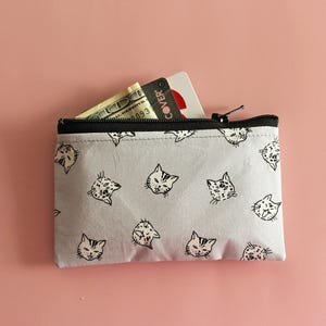 Bolsa pequeña con cremallera de gatitos - Ideas de regalo para amantes de los gatos - Bolsa gris con cremallera para cambio o identificación - Organización de bolsos pequeños
