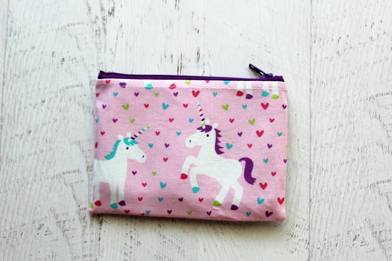 gift for tweens small zip pouch Pink unicorn pouch unicorn bag under 10 gift ideas