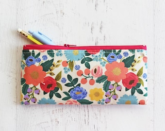 Floral pen and pencil zipper pouch - cute planner and journal accessories organizer bag - teachers gifts under 20