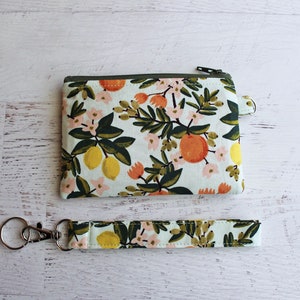 Citrus ID case, gifts for mom, zippered pouch and wrist strap image 6