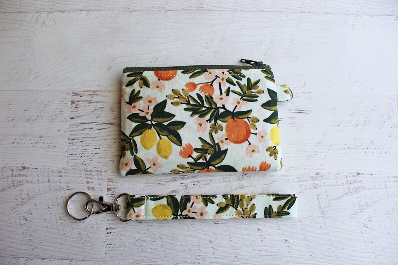 Citrus ID case, gifts for mom, zippered pouch and wrist strap image 6
