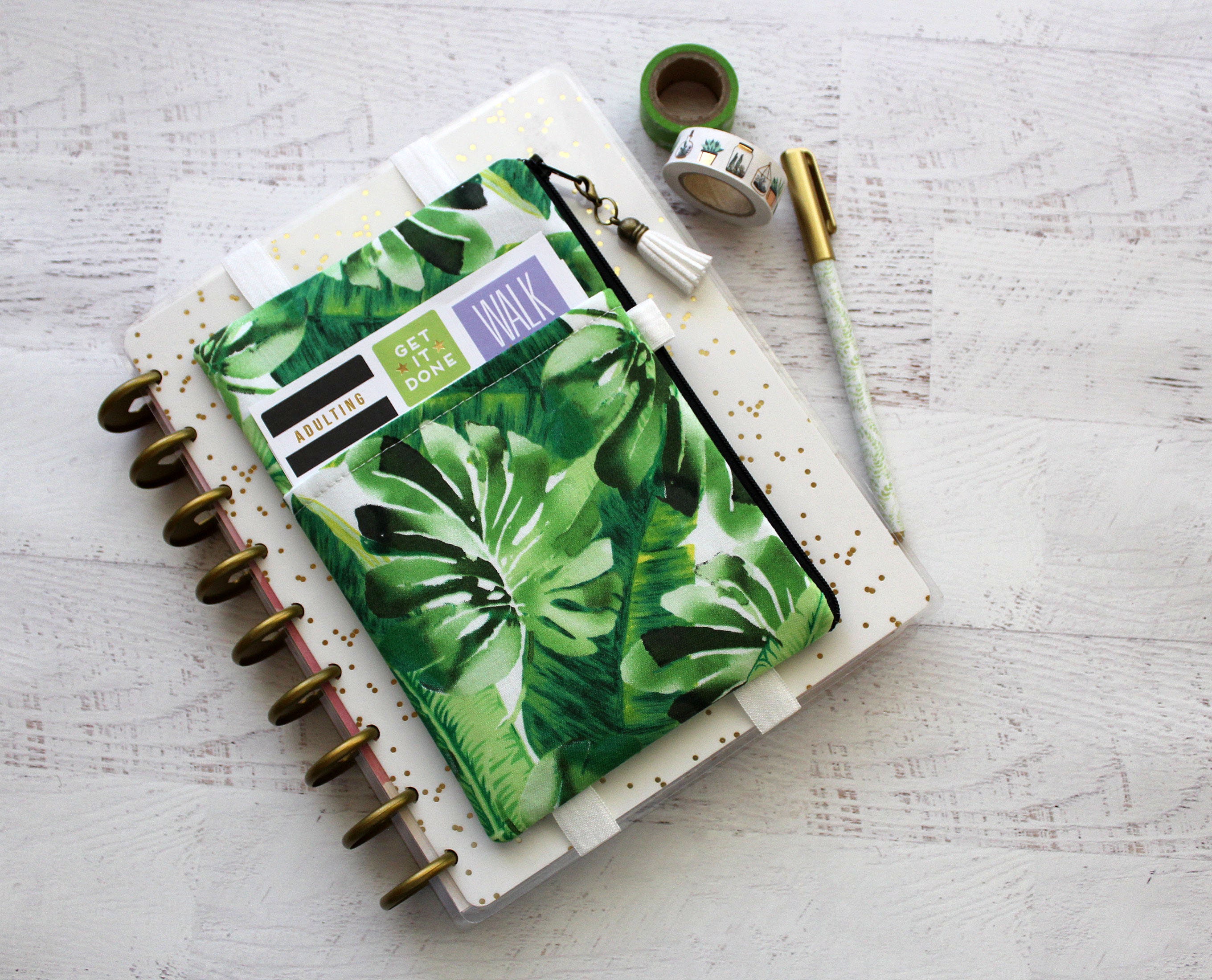 Planner Pencil Pouch Planner Cover Pouch Palm Leaves Etsy