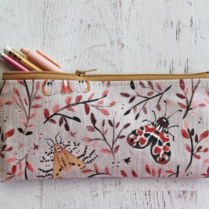Journal accessories organizer bag - woodland moth pen and pencil pouch