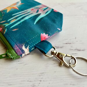 Esoteric teal keyring small zipper pouch ID holder gift ideas under 15 image 4