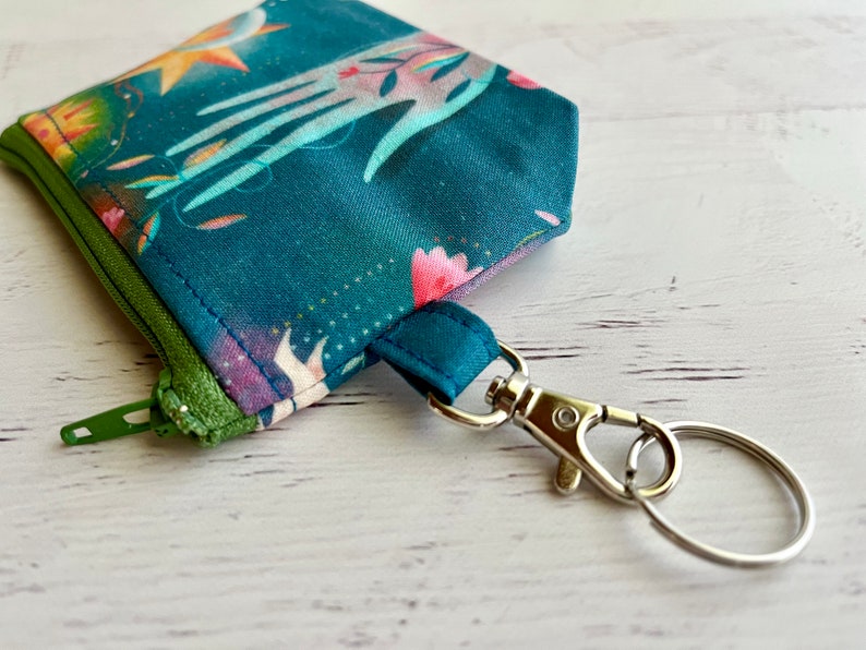 Esoteric teal keyring small zipper pouch ID holder gift ideas under 15 image 4
