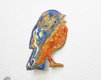 Blue Bird Brooch with Gift Box - Perfect Bird Lover's Gift! Unique Handmade Robin Pin