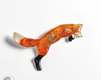 Pouncing Fox Brooch - Gifts For Fox Lovers - Vixen Pin - In A Gift Box