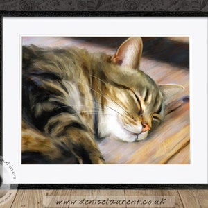 Tabby Cat Print Limited Edition Art Sleeping Kitty Print Tabby Cat Wall Art Home Decor Cat Painting Free Shipping image 3