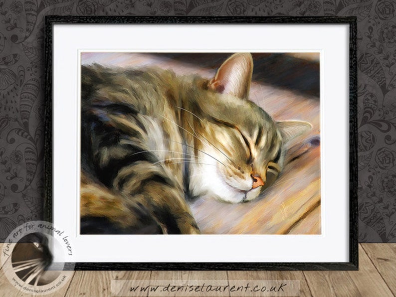 Tabby Cat Print Limited Edition Art Sleeping Kitty Print Tabby Cat Wall Art Home Decor Cat Painting Free Shipping image 3