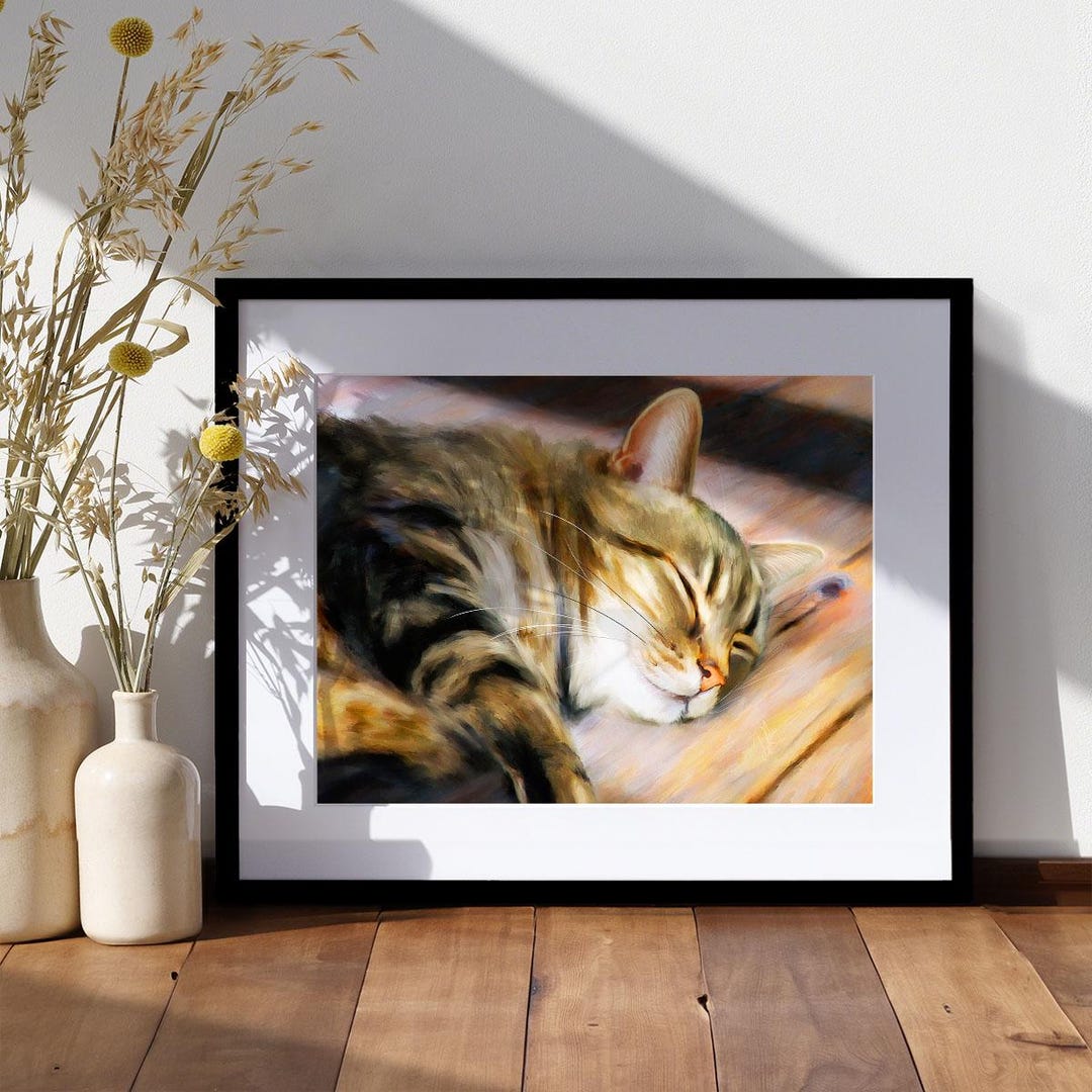 Tabby Cat Print - Sleeping Kitty - Wall Art - Home Decor - Etsy