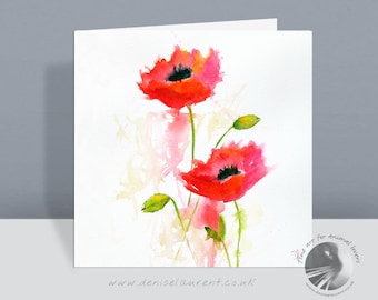 Dancing Poppies Card - Flower Birthday Card - Poppy Thank You Card - Floral Card