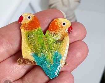 LoveBird Brooch, Lovebird Pin With Gift Box, Unique Bird Jewellery Gift For Bird Lovers
