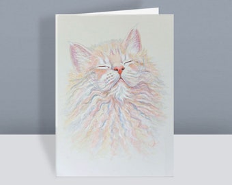 Cat Card - Cute Cat Greetings Card - Birthday - Thank You - Curly Coated Cat - Selkirk Rex