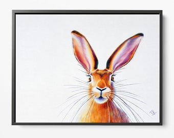 Hare Canvas Print: Rabbit Animal Art for Kids Room