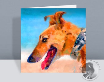 Cute Dog Greetings Card - Whippet Greyhound Card  - Dog Birthday Card - Thank You - Cards For Dog Lovers