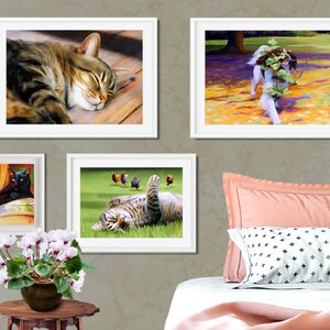 Tabby Cat Print Limited Edition Art Sleeping Kitty Print Tabby Cat Wall Art Home Decor Cat Painting Free Shipping image 4