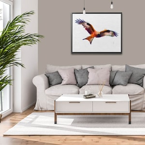Red Kite Wall Art -  Red kite Art Print Or Framed Canvas Art - Touching The Wind - Free Shipping