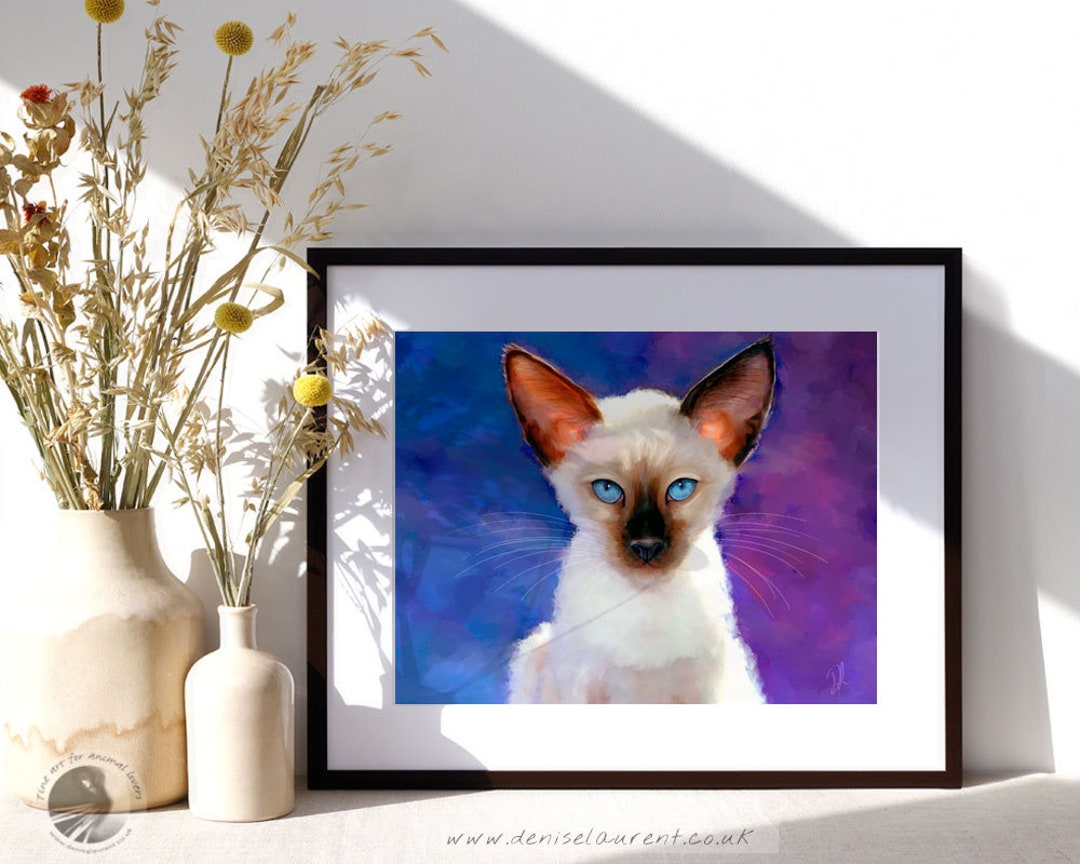 Siamese Cat Wall Art Siamese Cat Print Print on Paper or Framed Canvas Artwork Meezer Lovers Etsy