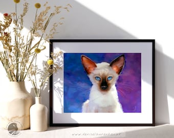 Siamese Cat Wall Art - Siamese Cat Print - Print On Paper Or Framed Canvas Artwork Meezer Lovers