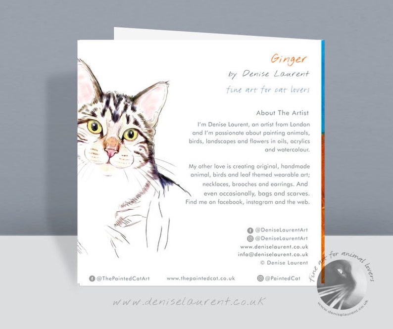 Cat Greetings Card Ginger Cat Birthday Thank You Card For Cat Lovers Eco Friendly image 2