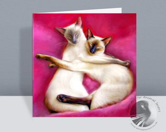 Siamese Cat Card - Cuddling Cats - Loving Cats - Anniversary -  Wedding card - Birthday - Mothers Day - Eco Friendly