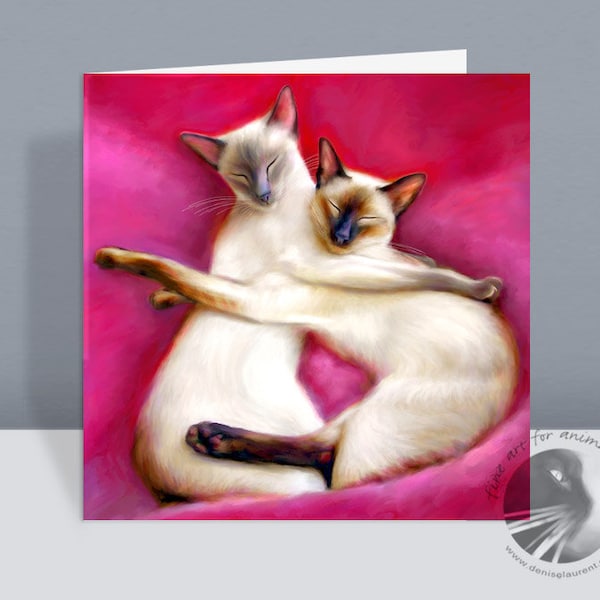 Siamese Cat Card - Cuddling Cats - Loving Cats - Anniversary -  Wedding card - Birthday - Mothers Day - Eco Friendly