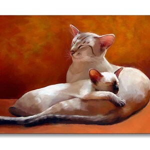 Siamese kat muurkunst - canvasafdruk - geweldig cadeau voor kattenliefhebbers - gratis verzending en milieuvriendelijk