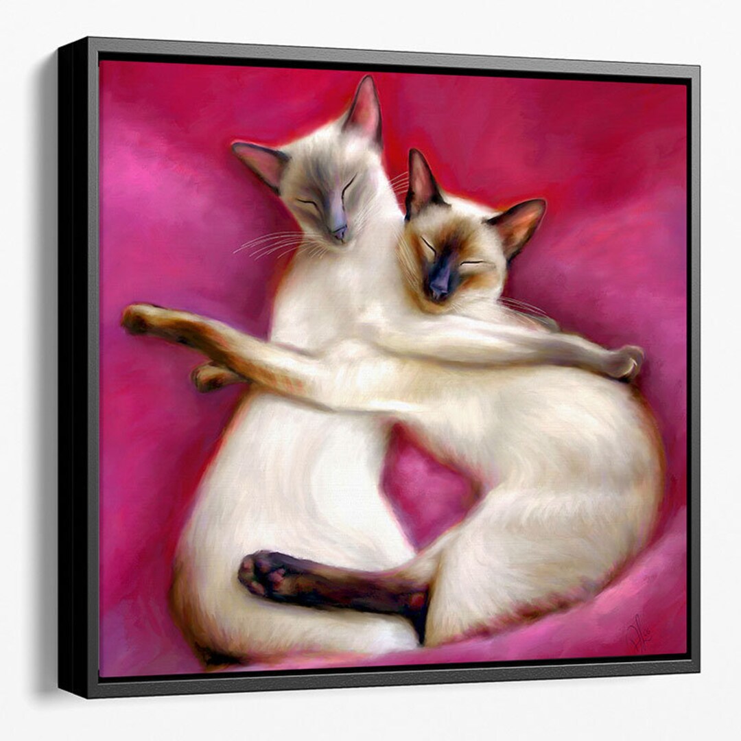 Siamese Cat Wall Art Cuddling Siamese Cats Artwork Ltd Etsy