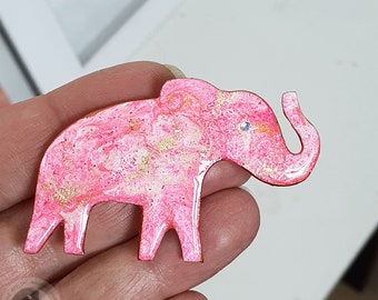 Pink Elephant Brooch - Elephant Pin,  Handmade Gifts In A Gift Box