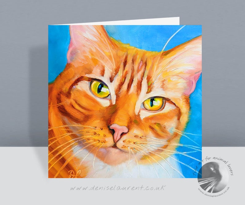 Cat Greetings Card Ginger Cat Birthday Thank You Card For Cat Lovers Eco Friendly image 1
