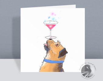 Martini Dog Card - Cute Dog - Birthday Card - Thank You Card - Border Terrier Card - Funny Dog Card